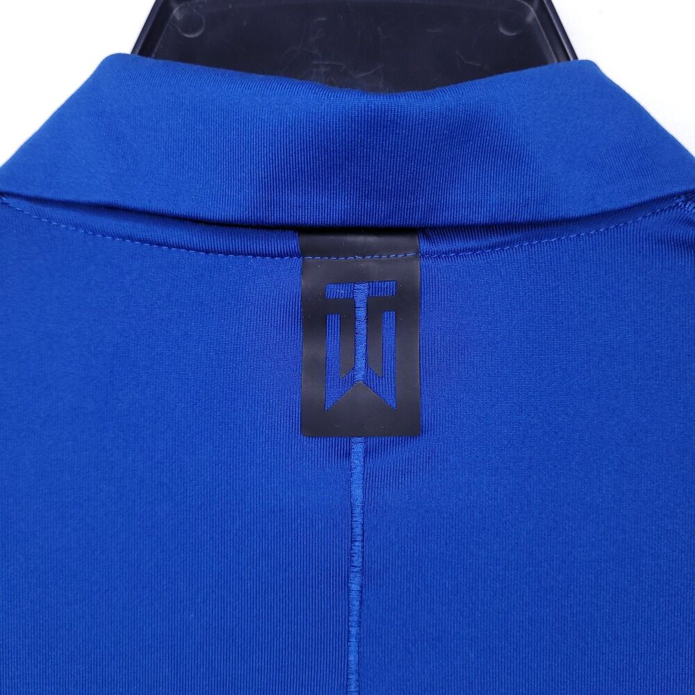 Nike Polo Shirt Mens Medium Striped Blue, White Dri Fit NBC Golf Tiger Woods - Picture 6 of 12